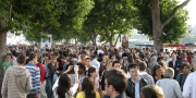 Busy Crowds Along the Southbank